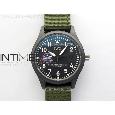 Mark XVIII Top Gun SFTI Black Ceramic IW324712 ZF 11 Best Edition on Green Nylon Strap A32111