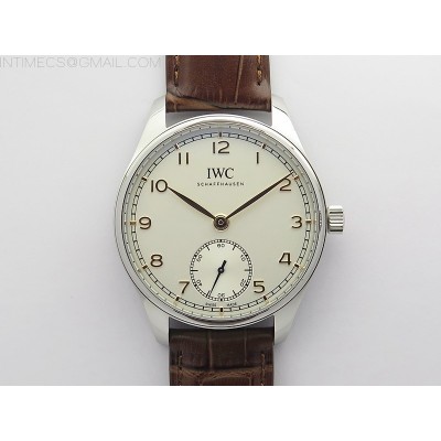 Portuguese IW358303 ZF 11 Best Edition SS White Dial RG Markers on Brown Leather Strap A82200