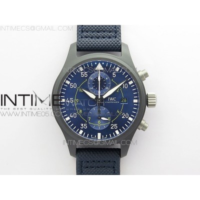 Pilot Chrono Blue Angels Black Ceramic ZF Best Edition on Blue Leather Strap A7750