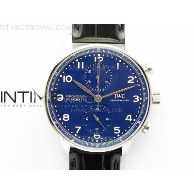 Portugieser Chronograph Edition 150 Years IW371601 ZF 11 Best Edition Blue Dial on Black Leather Strap A7750 (Slim Movement)