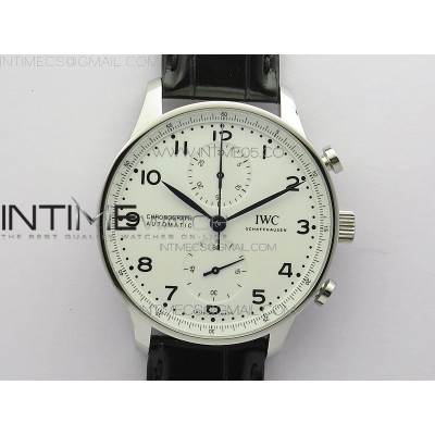 Portugieser Chronograph Edition 150 Years IW371602 ZF 11 Best Edition White Dial on Black Leather Strap A7750 (Slim Movement)